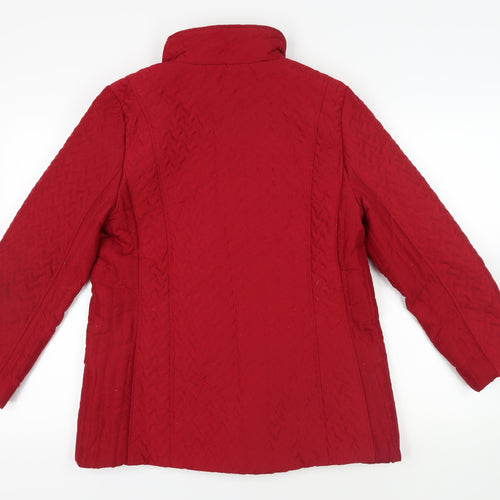 TIGI Womens Red Quilted Jacket Size 10 Zip - Size 10-12