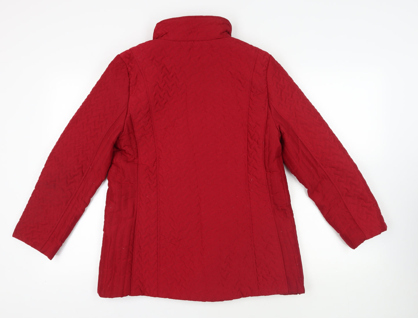 TIGI Womens Red Quilted Jacket Size 10 Zip - Size 10-12