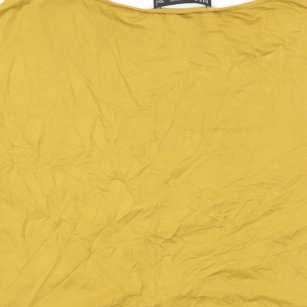 Marks and Spencer Womens Yellow Viscose Basic Blouse Size 8 Boat Neck