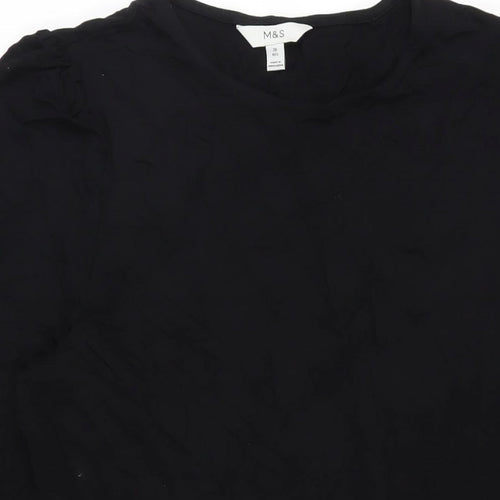 Marks and Spencer Womens Black Viscose T-Shirt Dress Size 20 Round Neck