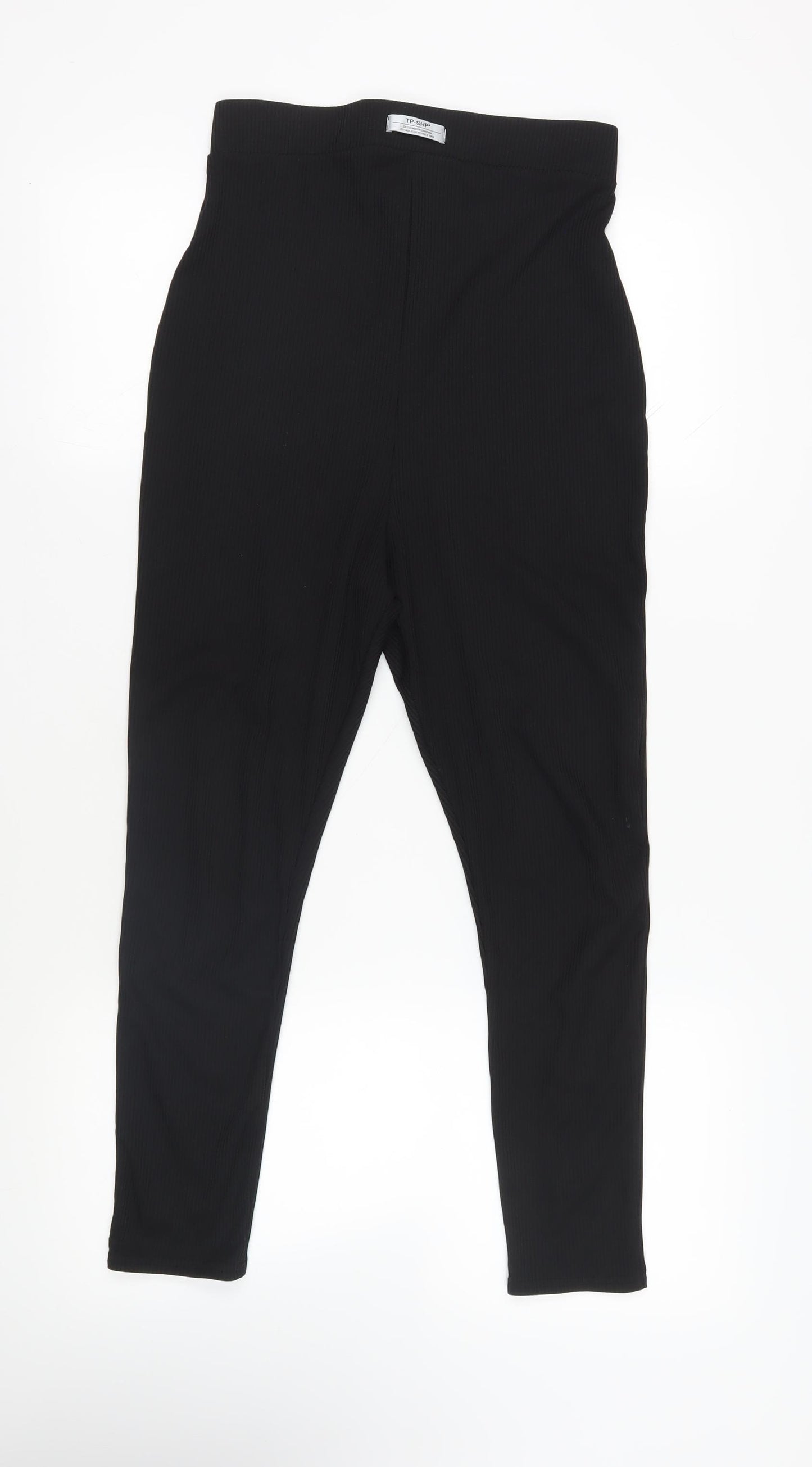 Topshop Womens Black Polyester Capri Leggings Size 12 L25 in - Elasticated Waist