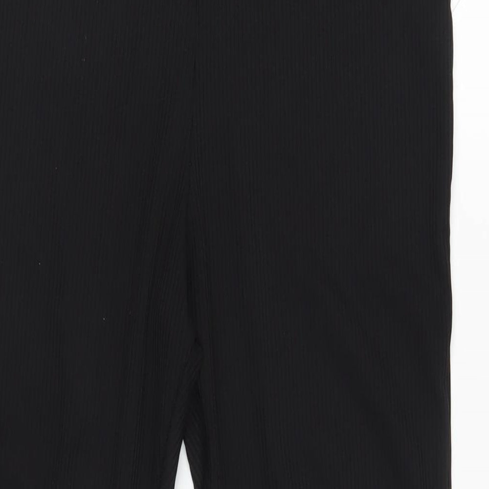 Topshop Womens Black Polyester Capri Leggings Size 12 L25 in - Elasticated Waist