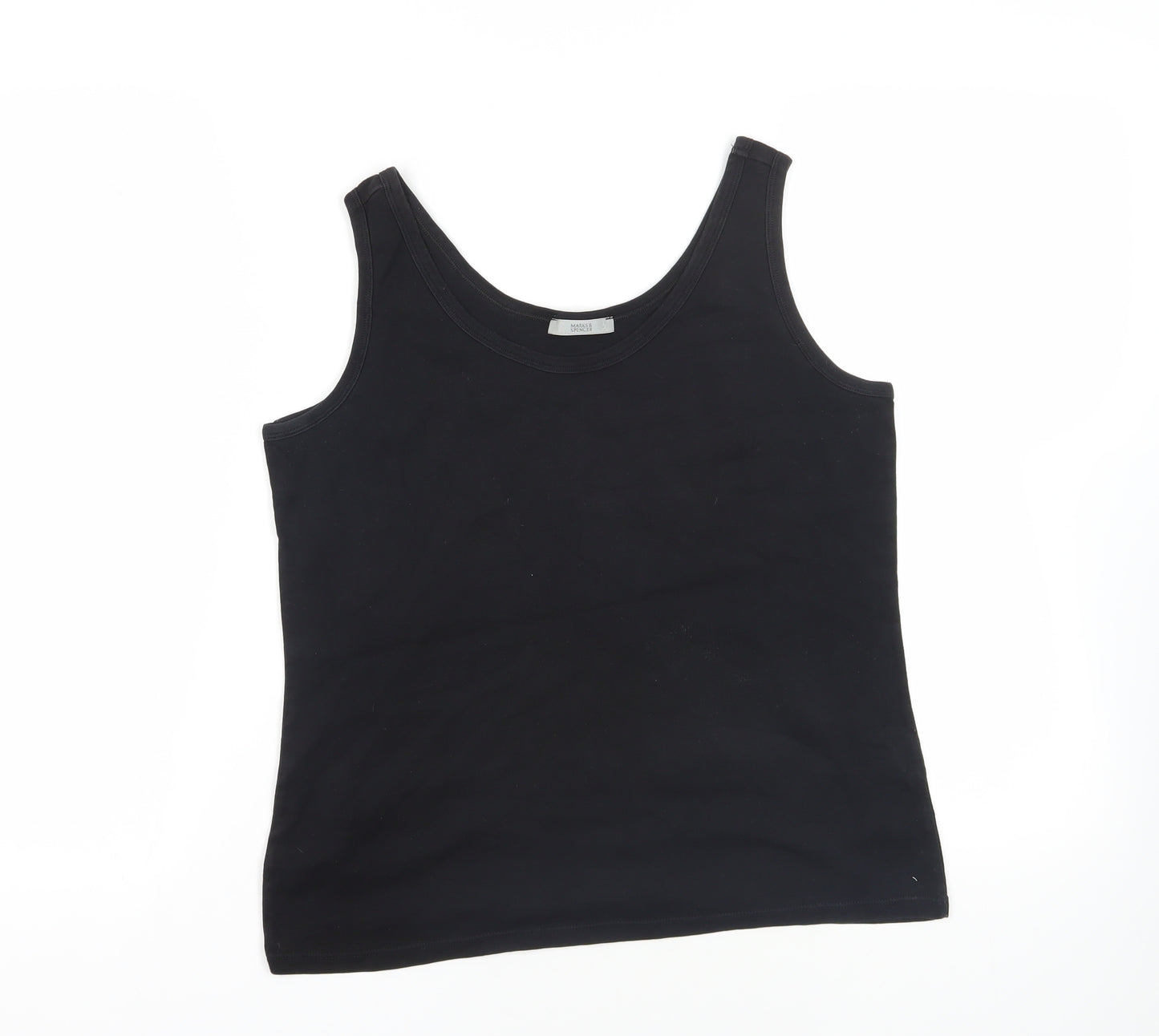 Marks and Spencer Womens Black Cotton Basic Tank Size XL Scoop Neck