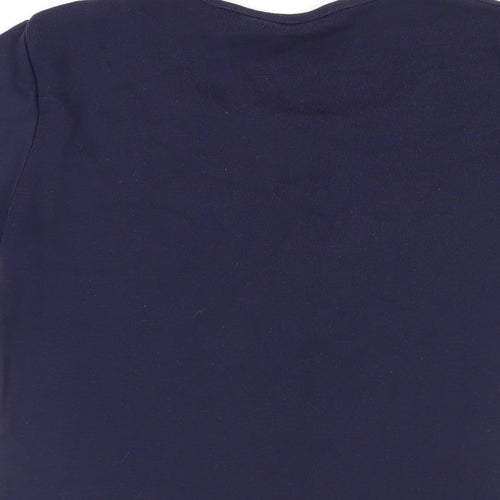 First Avenue Womens Blue Cotton Basic T-Shirt Size M Round Neck