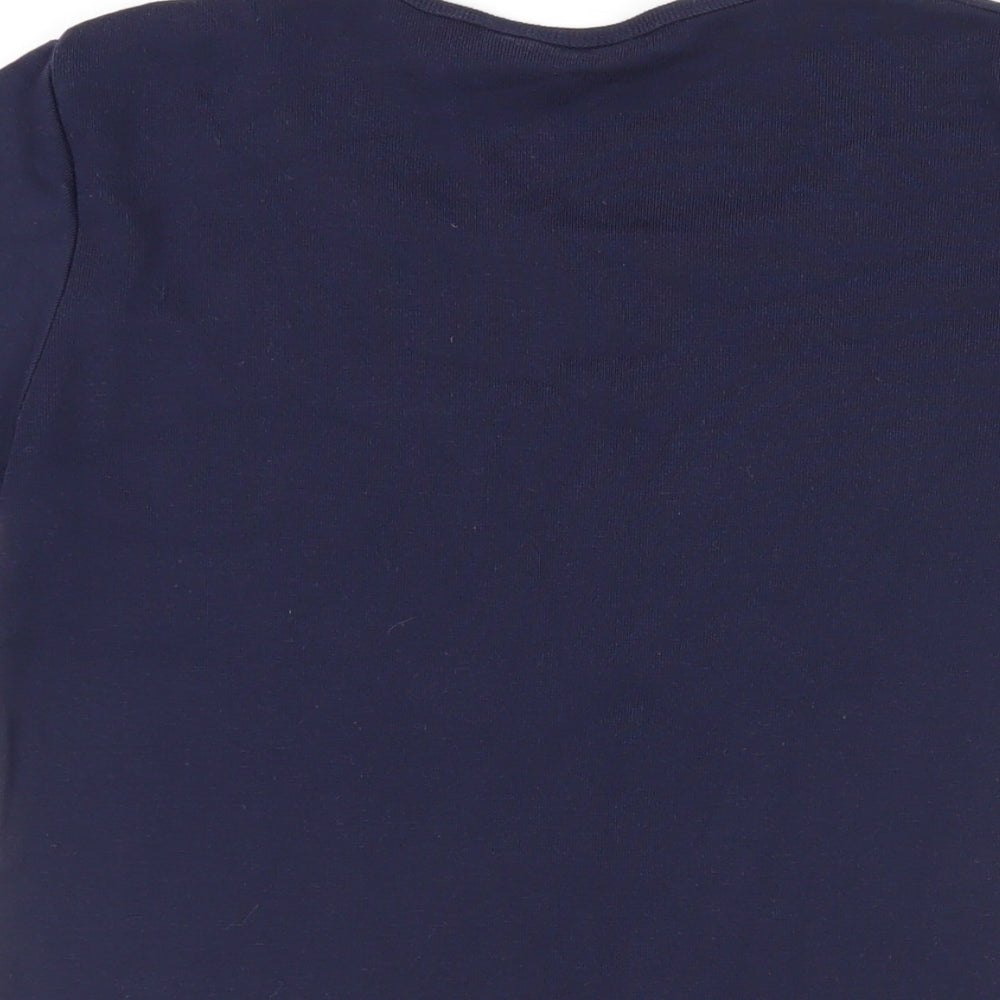 First Avenue Womens Blue Cotton Basic T-Shirt Size M Round Neck