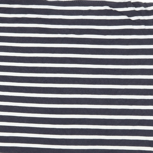 Pull&Bear Womens Blue Striped Cotton Basic T-Shirt Size S Crew Neck