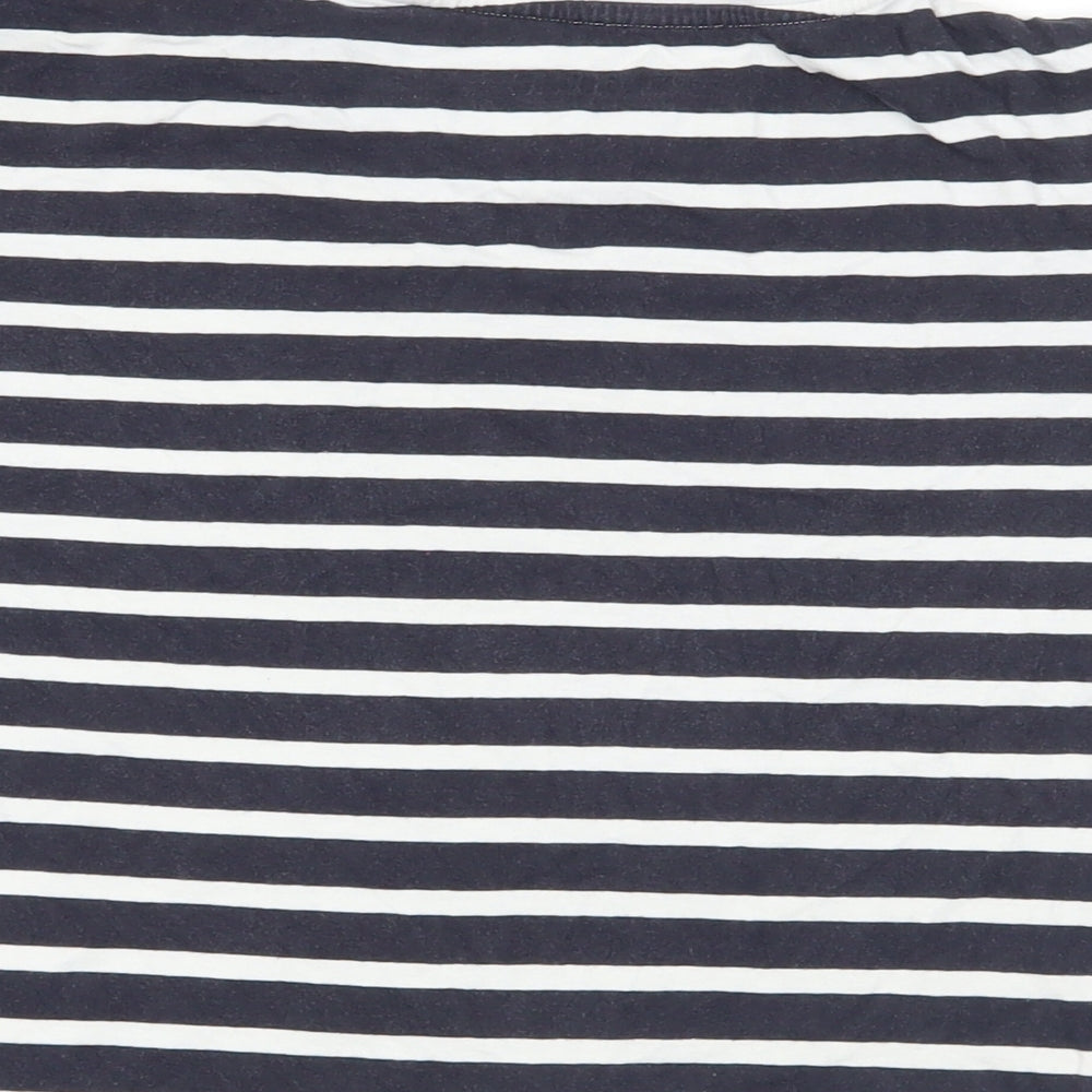 Pull&Bear Womens Blue Striped Cotton Basic T-Shirt Size S Crew Neck