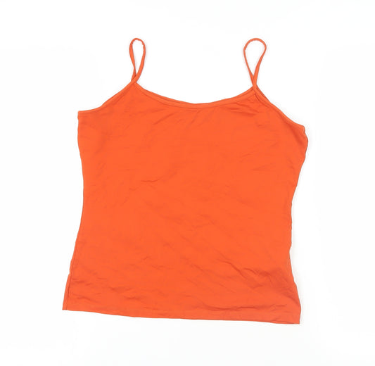 Zara Womens Orange Polyamide Camisole Tank Size L Scoop Neck