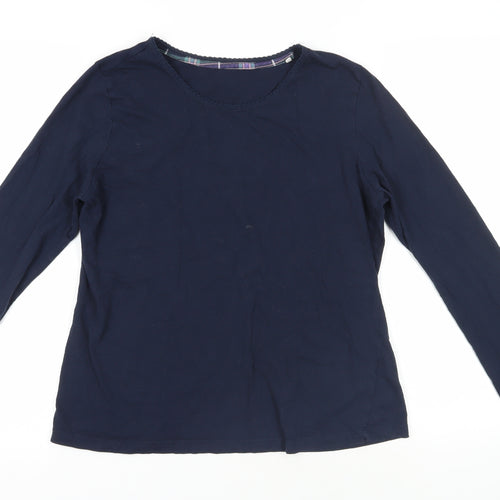 Marks and Spencer Womens Blue Solid Cotton Top Pyjama Top Size 12