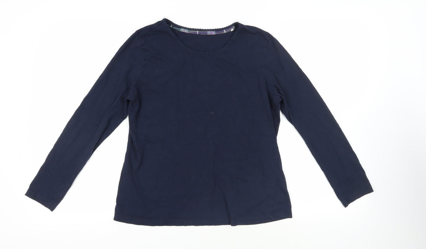 Marks and Spencer Womens Blue Solid Cotton Top Pyjama Top Size 12