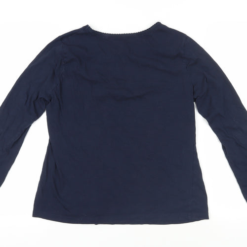 Marks and Spencer Womens Blue Solid Cotton Top Pyjama Top Size 12