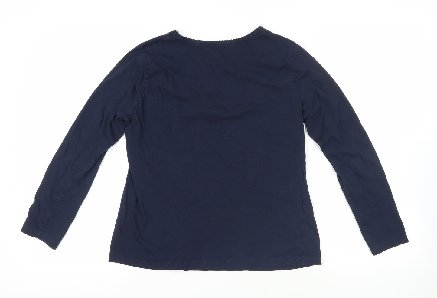 Marks and Spencer Womens Blue Solid Cotton Top Pyjama Top Size 12