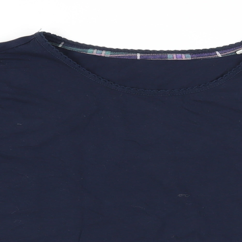 Marks and Spencer Womens Blue Solid Cotton Top Pyjama Top Size 12