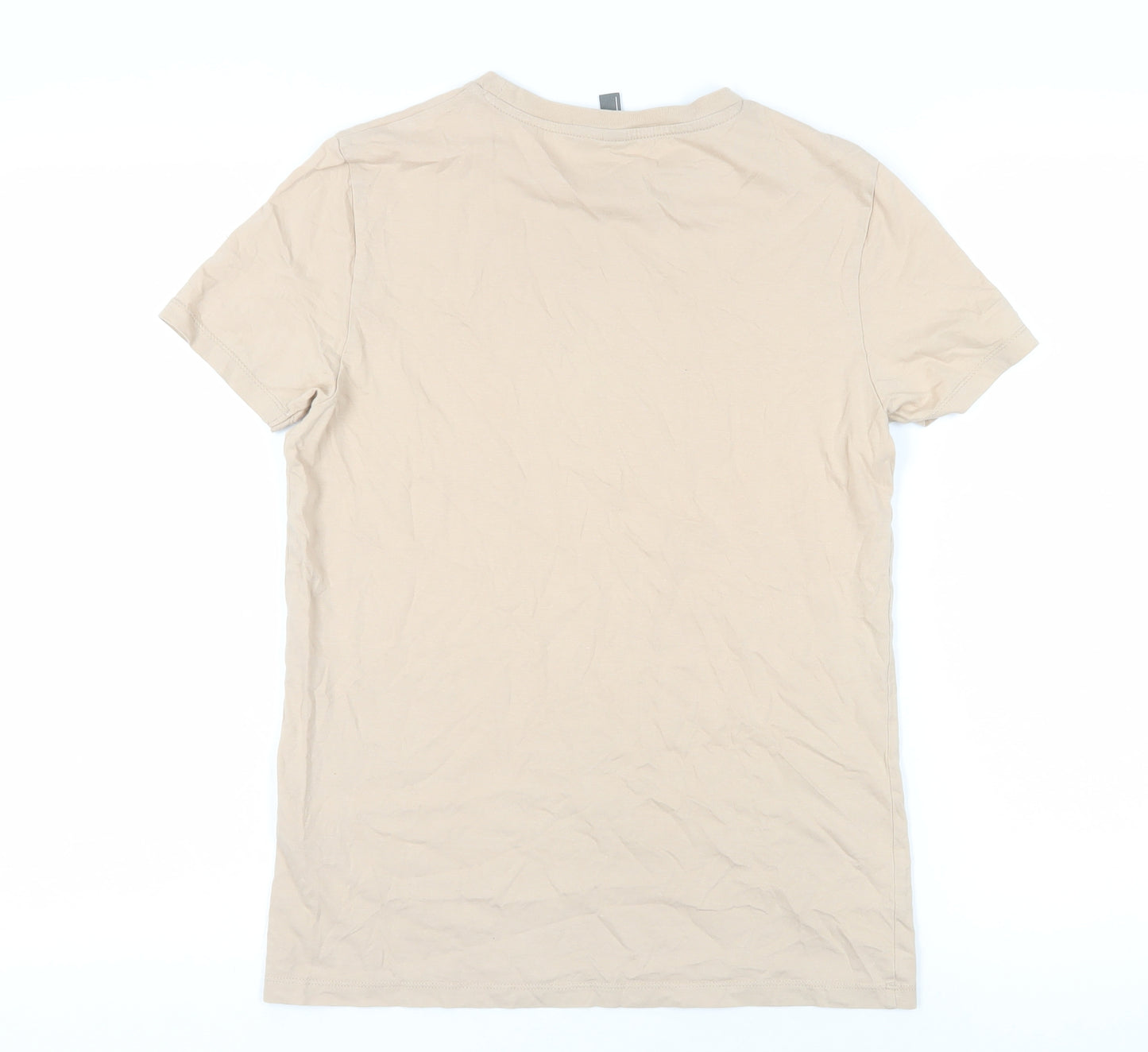 ASOS Mens Beige Cotton T-Shirt Size XS Crew Neck