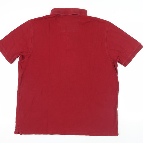 Marks and Spencer Mens Red Cotton Polo Size XL Collared Button