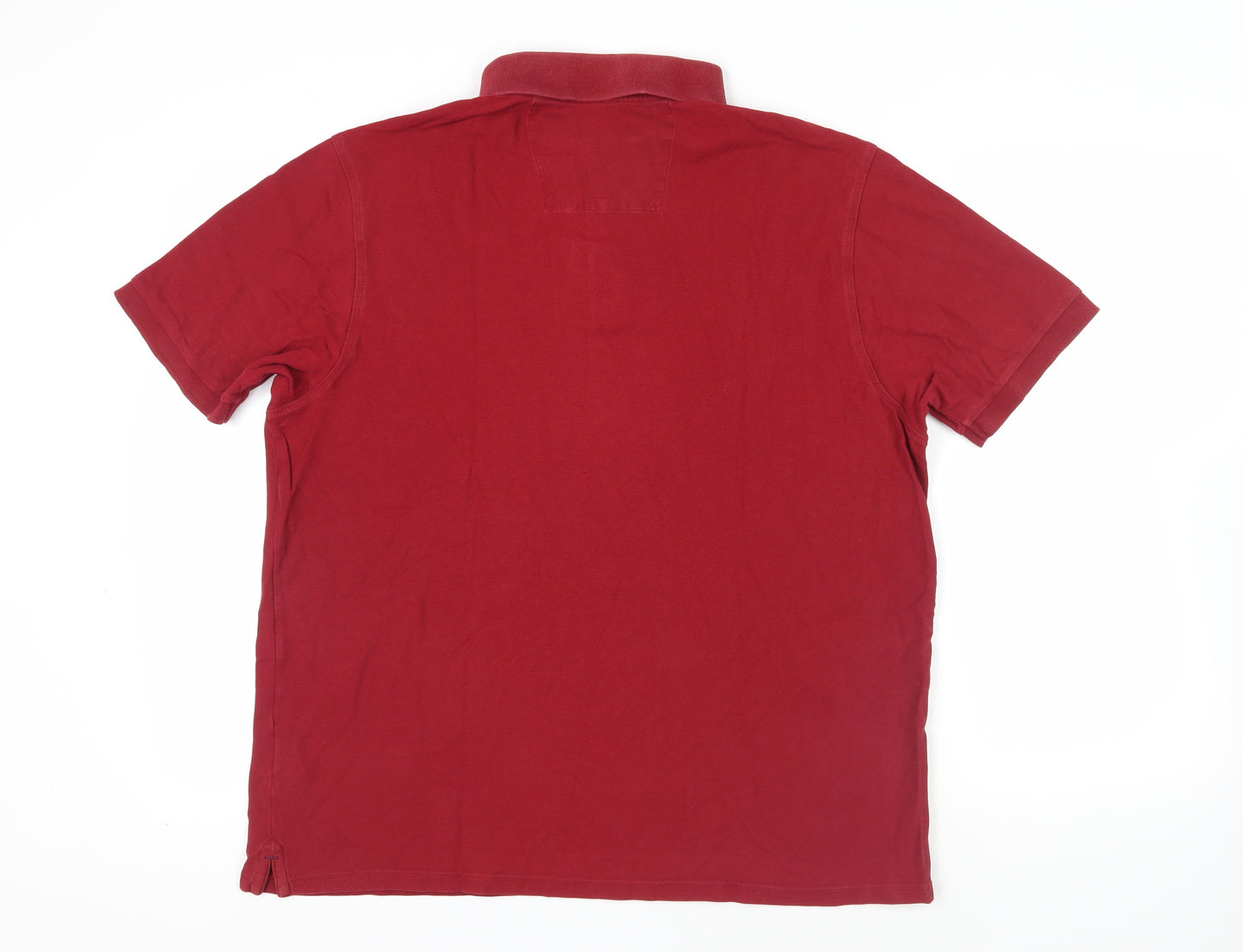 Marks and Spencer Mens Red Cotton Polo Size XL Collared Button