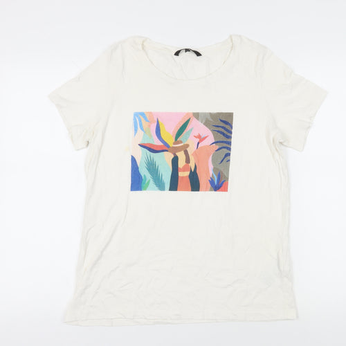 VERO MODA Womens White Cotton Basic T-Shirt Size L Crew Neck