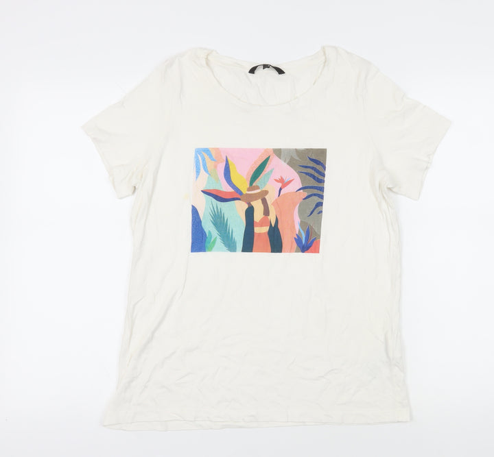 VERO MODA Womens White Cotton Basic T-Shirt Size L Crew Neck