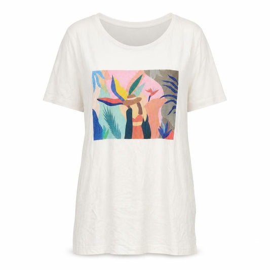 Front view of Vero Moda women’s white cotton basic t-shirt, size L, crew neck