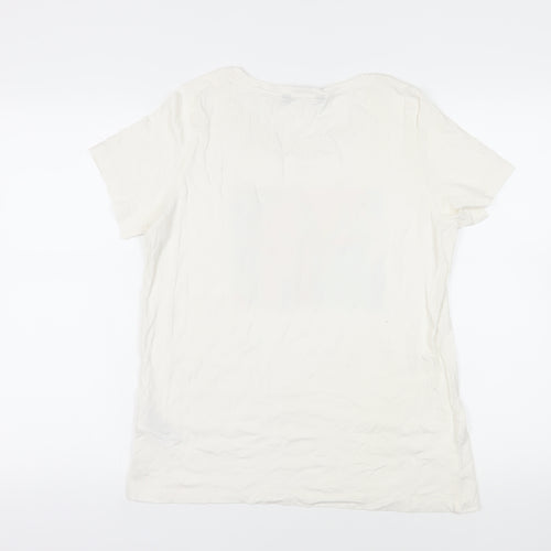 VERO MODA Womens White Cotton Basic T-Shirt Size L Crew Neck