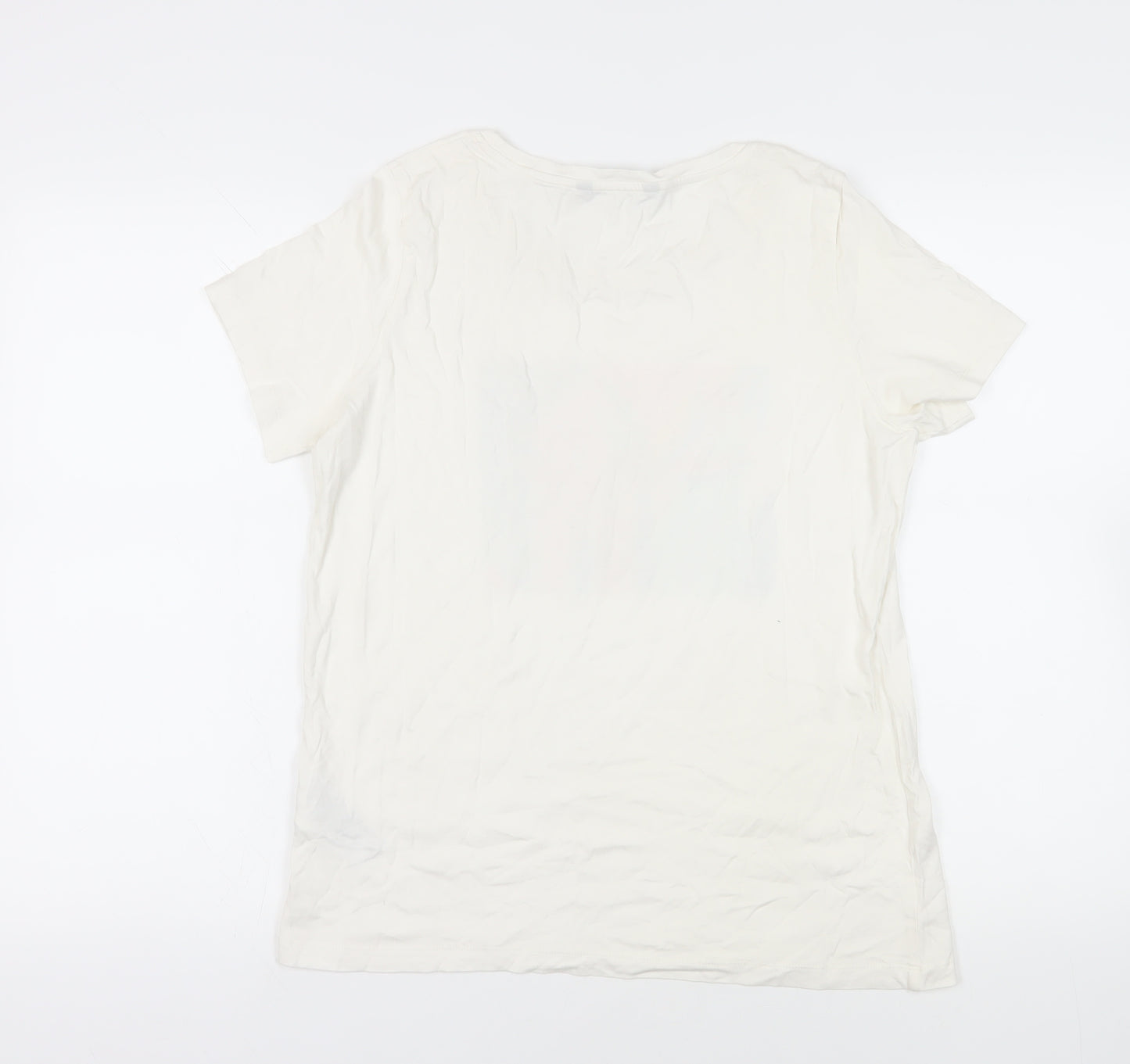VERO MODA Womens White Cotton Basic T-Shirt Size L Crew Neck