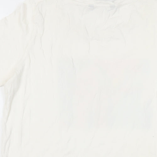 VERO MODA Womens White Cotton Basic T-Shirt Size L Crew Neck