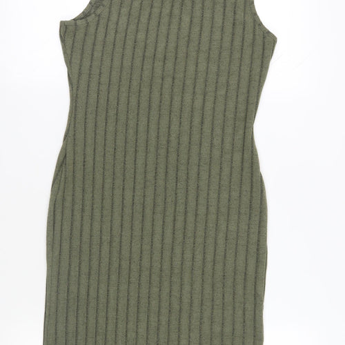 YOZY Womens Green Polyester Tank Dress Size M Round Neck Pullover - Ribbed