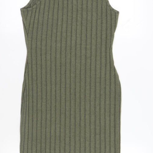 YOZY Womens Green Polyester Tank Dress Size M Round Neck Pullover - Ribbed