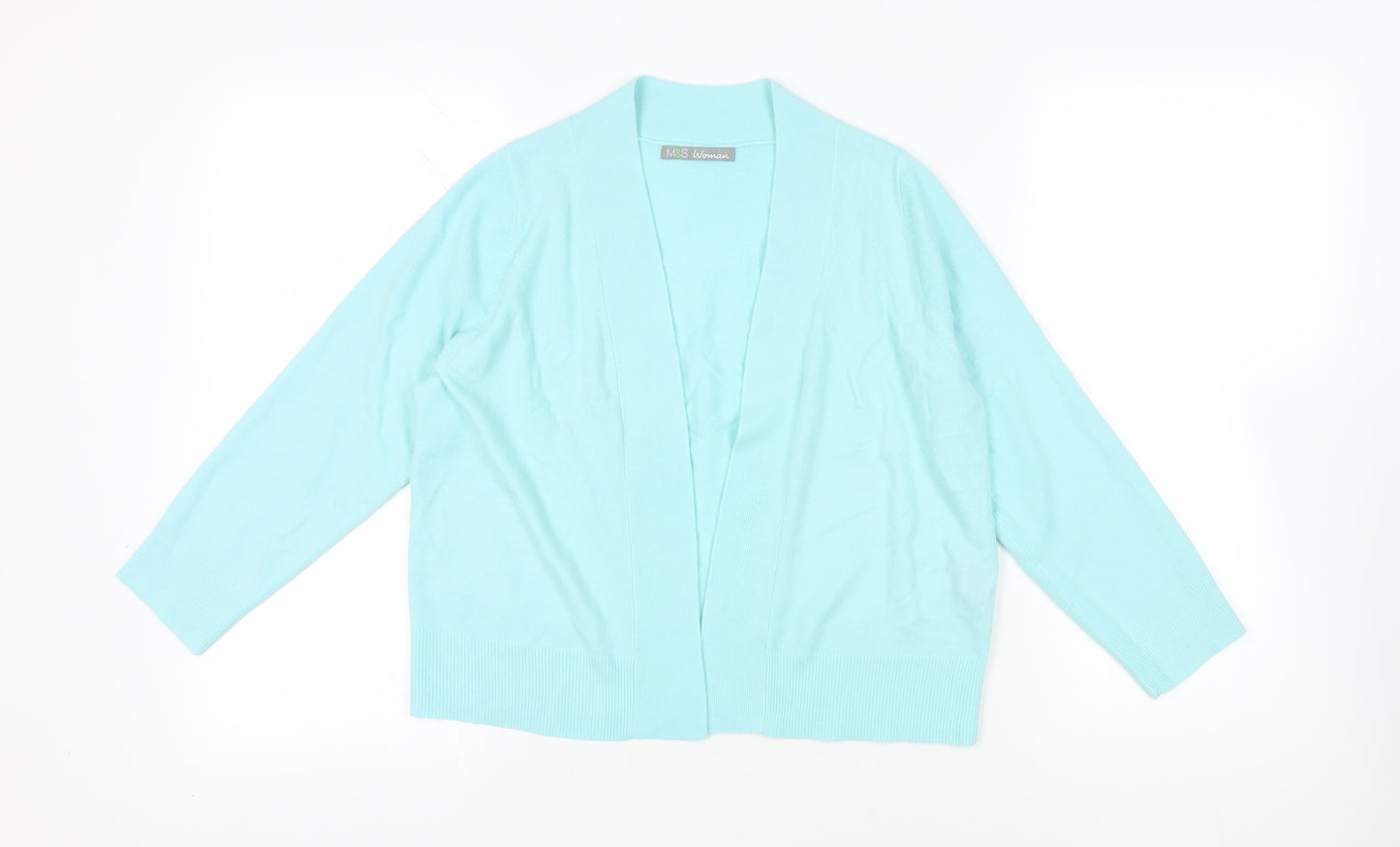 Marks and Spencer Womens Blue V-Neck Acrylic Cardigan Jumper Size 12 - Open
