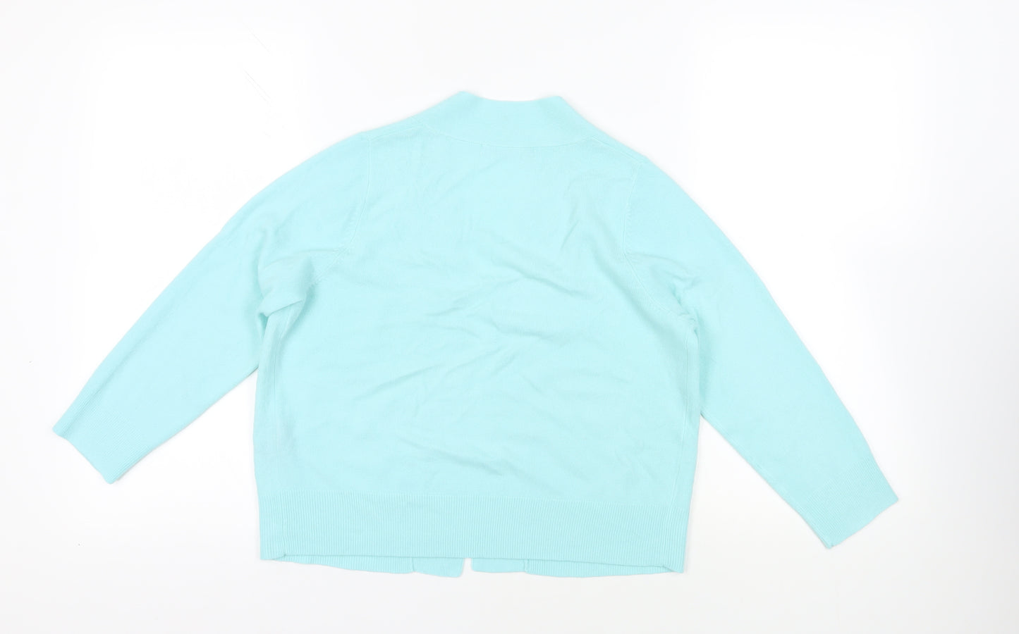 Marks and Spencer Womens Blue V-Neck Acrylic Cardigan Jumper Size 12 - Open