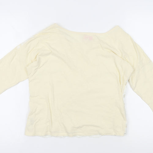 NEXT Womens Ivory Cotton Basic Blouse Size 6 Boat Neck - Lace Front Detail