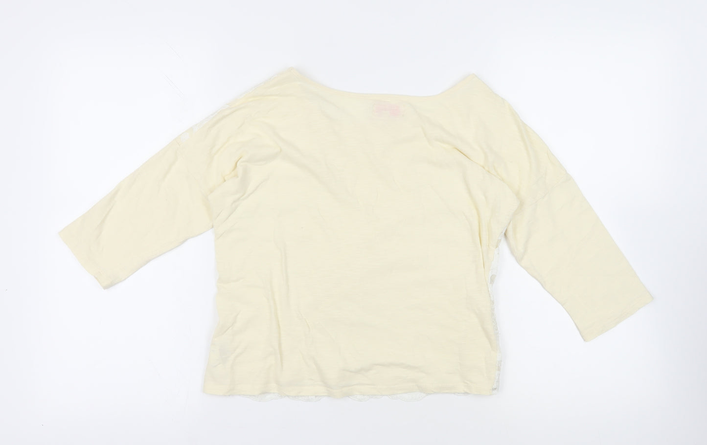 NEXT Womens Ivory Cotton Basic Blouse Size 6 Boat Neck - Lace Front Detail