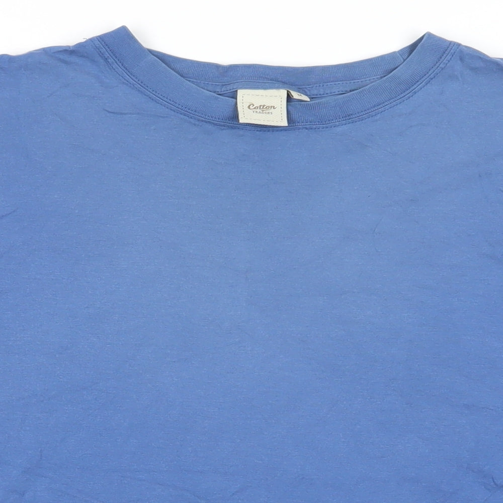 Cotton Traders Mens Blue Cotton T-Shirt Size M Crew Neck