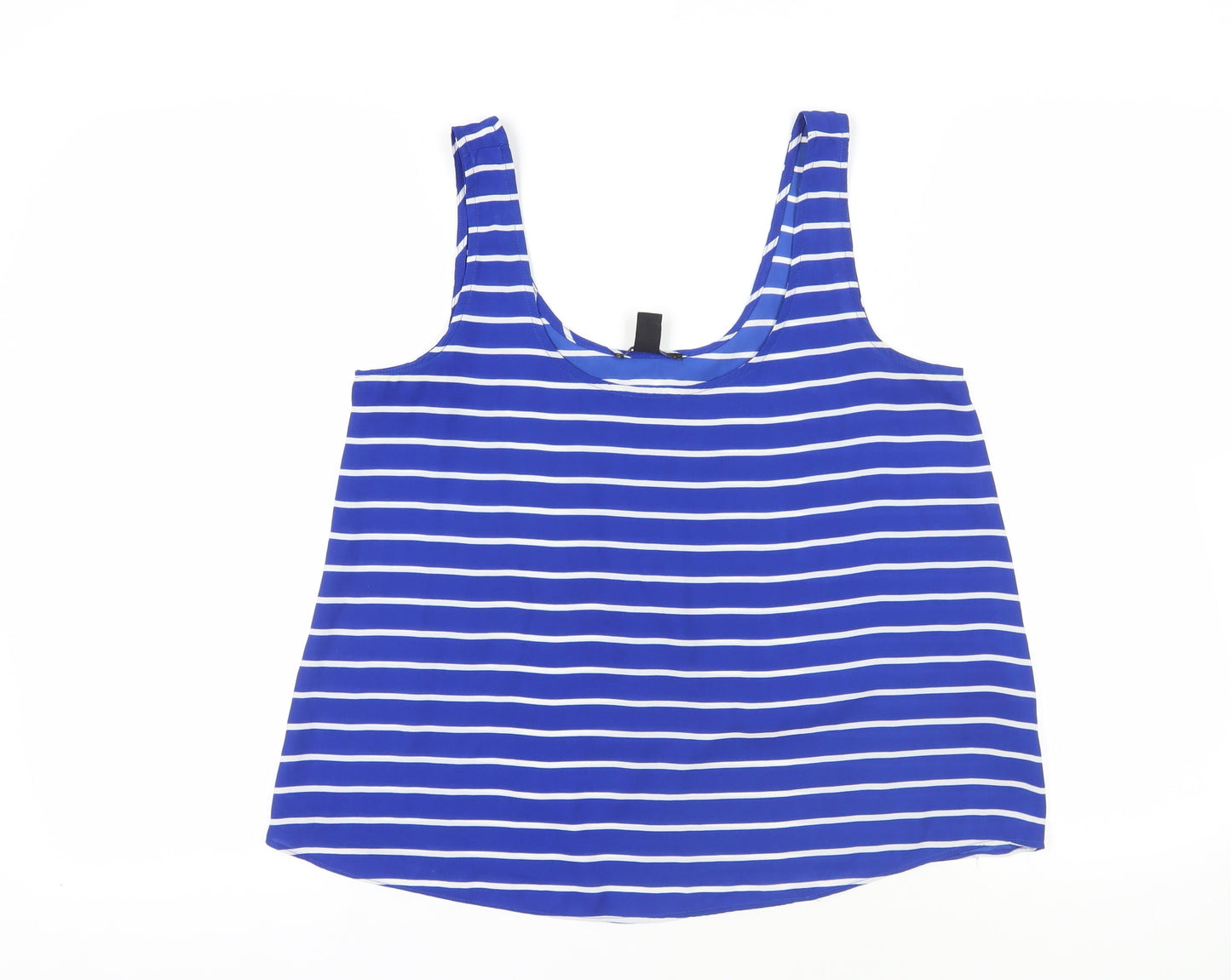 FOREVER 21 Womens Blue Striped Polyester Basic Tank Size M Scoop Neck