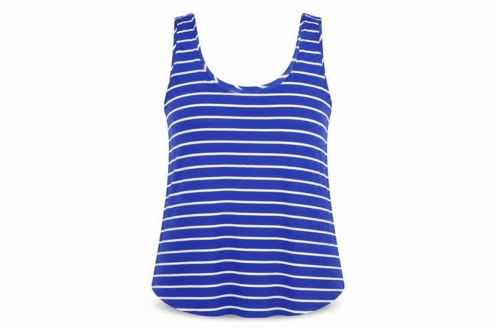 Forever 21 Womens Blue Striped Polyester Basic Tank Size M Scoop Neck