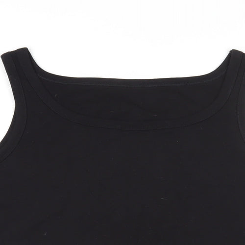 BHS Womens Black Cotton Basic Tank Size 20 Boat Neck