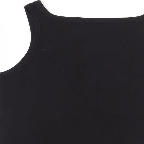 BHS Womens Black Cotton Basic Tank Size 20 Boat Neck