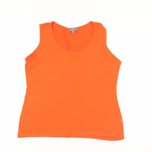 First Avenue Womens Orange Viscose Basic Tank Size 16 Scoop Neck