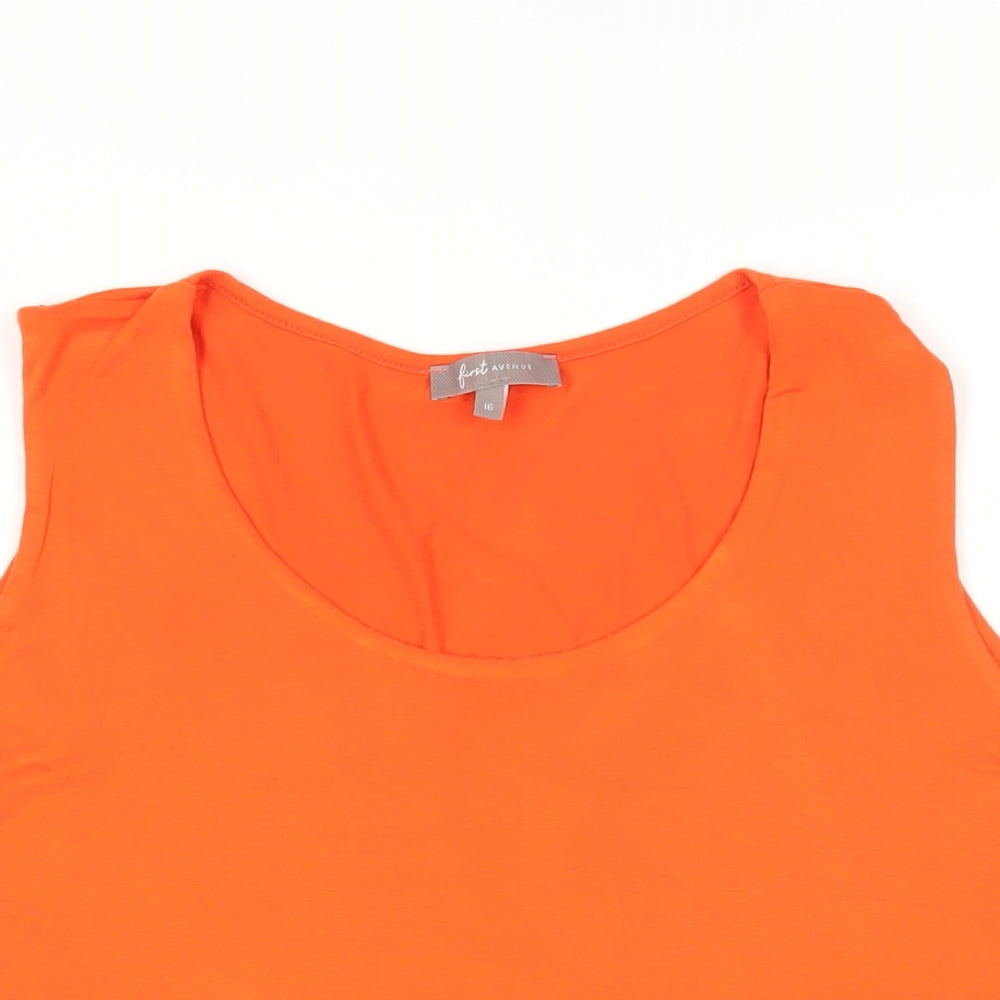 First Avenue Womens Orange Viscose Basic Tank Size 16 Scoop Neck