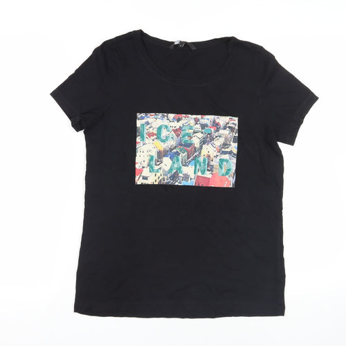 VERO MODA Womens Black Cotton Basic T-Shirt Size M Round Neck - Iceland