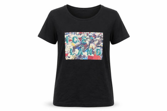 Front view of Vero Moda women’s black cotton basic t-shirt, size M, round neck - iceland