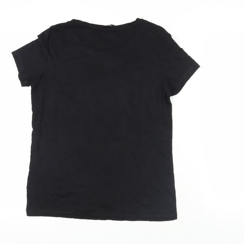 VERO MODA Womens Black Cotton Basic T-Shirt Size M Round Neck - Iceland