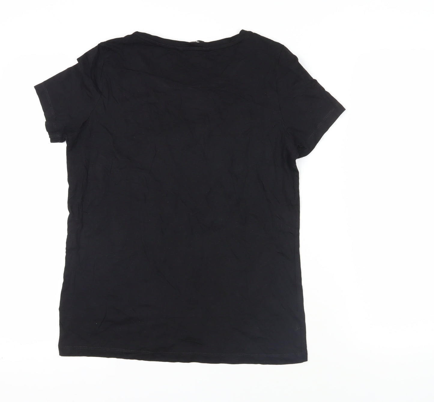 VERO MODA Womens Black Cotton Basic T-Shirt Size M Round Neck - Iceland