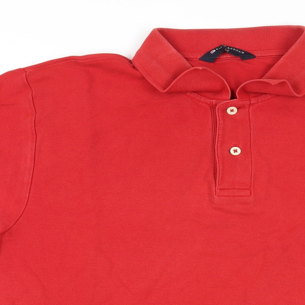 Marks and Spencer Mens Red Cotton Polo Size L Collared Button