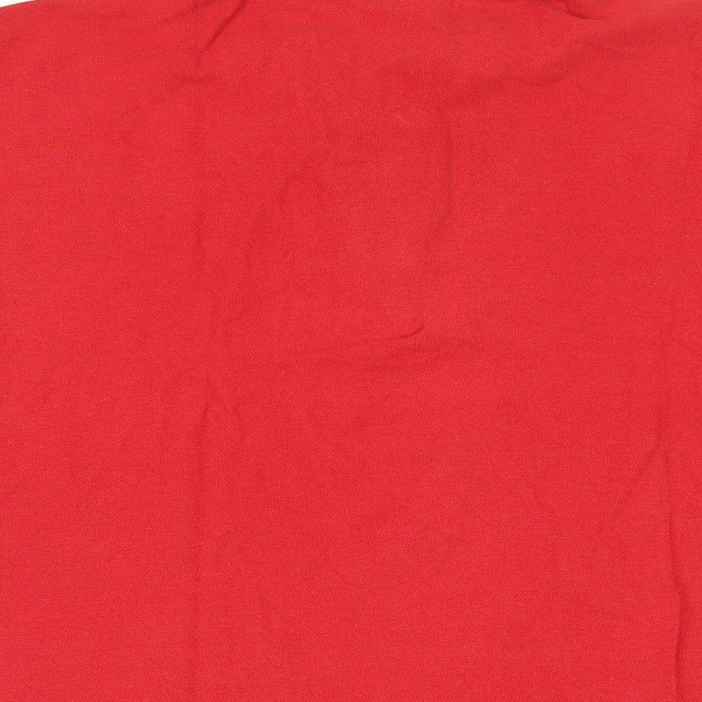 Marks and Spencer Mens Red Cotton Polo Size L Collared Button