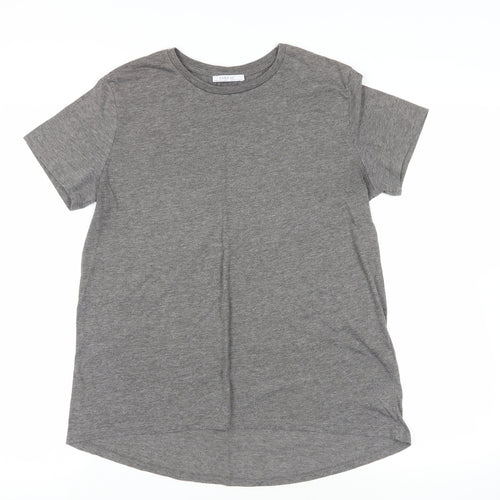 Zara Womens Grey Polyester Basic T-Shirt Size M Crew Neck