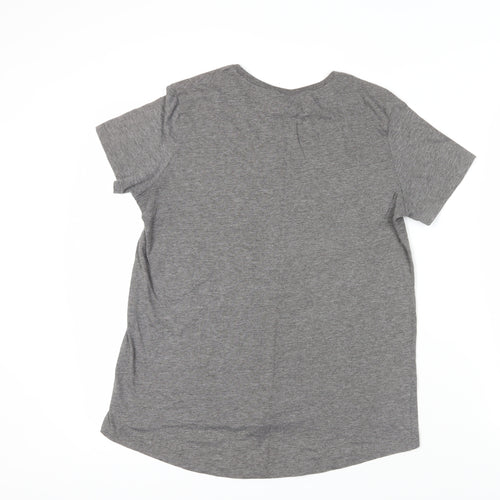 Zara Womens Grey Polyester Basic T-Shirt Size M Crew Neck