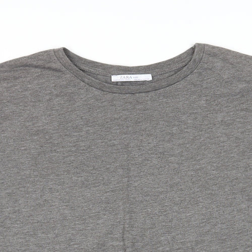 Zara Womens Grey Polyester Basic T-Shirt Size M Crew Neck