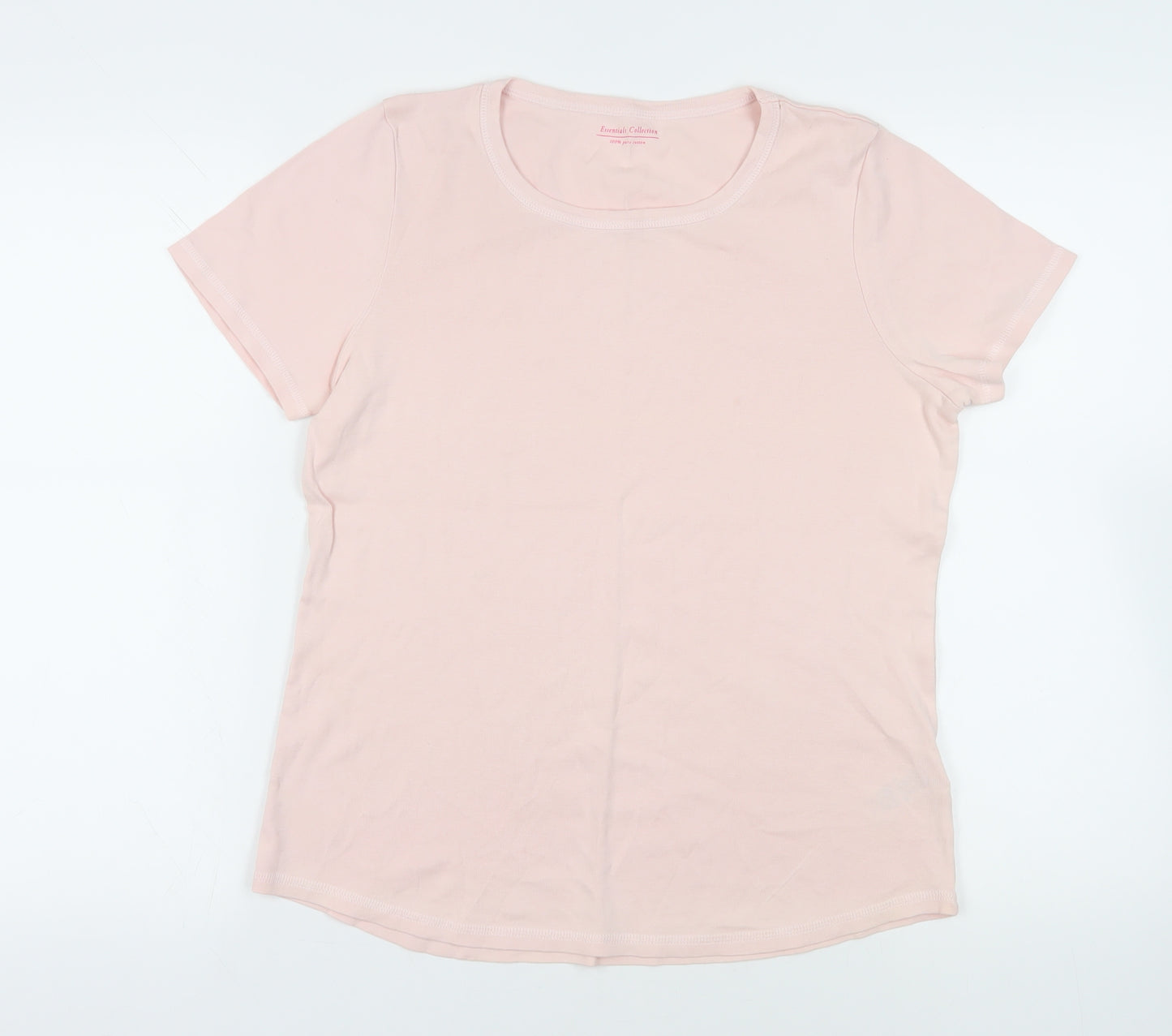 Marks and Spencer Womens Pink Cotton Basic T-Shirt Size 16 Crew Neck