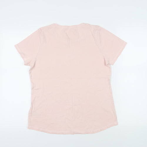 Marks and Spencer Womens Pink Cotton Basic T-Shirt Size 16 Crew Neck